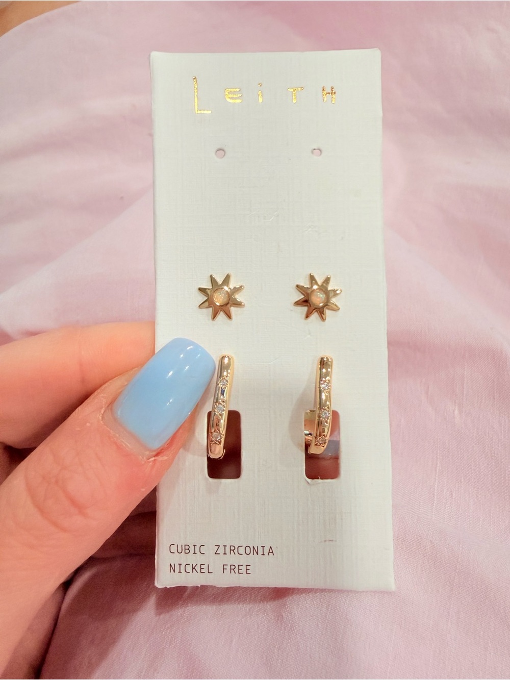 Leith Gold Star Studs and Gold CZ Mini Hoop Earrings